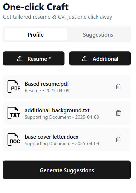 One-Click Apply Interface